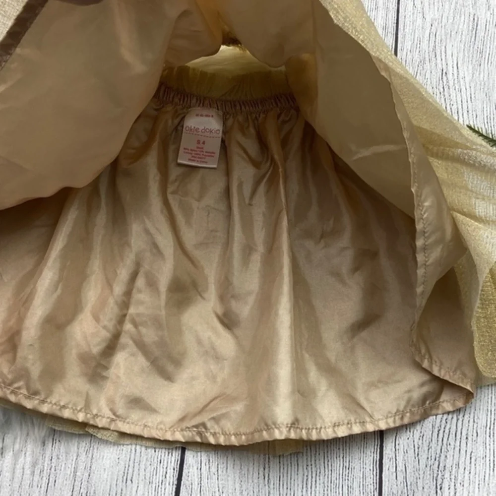 Okie Dokie Girls Skirt Size 4 Gold Sparkly Sheer Layer Skirt